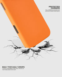 BEZEL LEATHER PHONE CASE — ORANGE