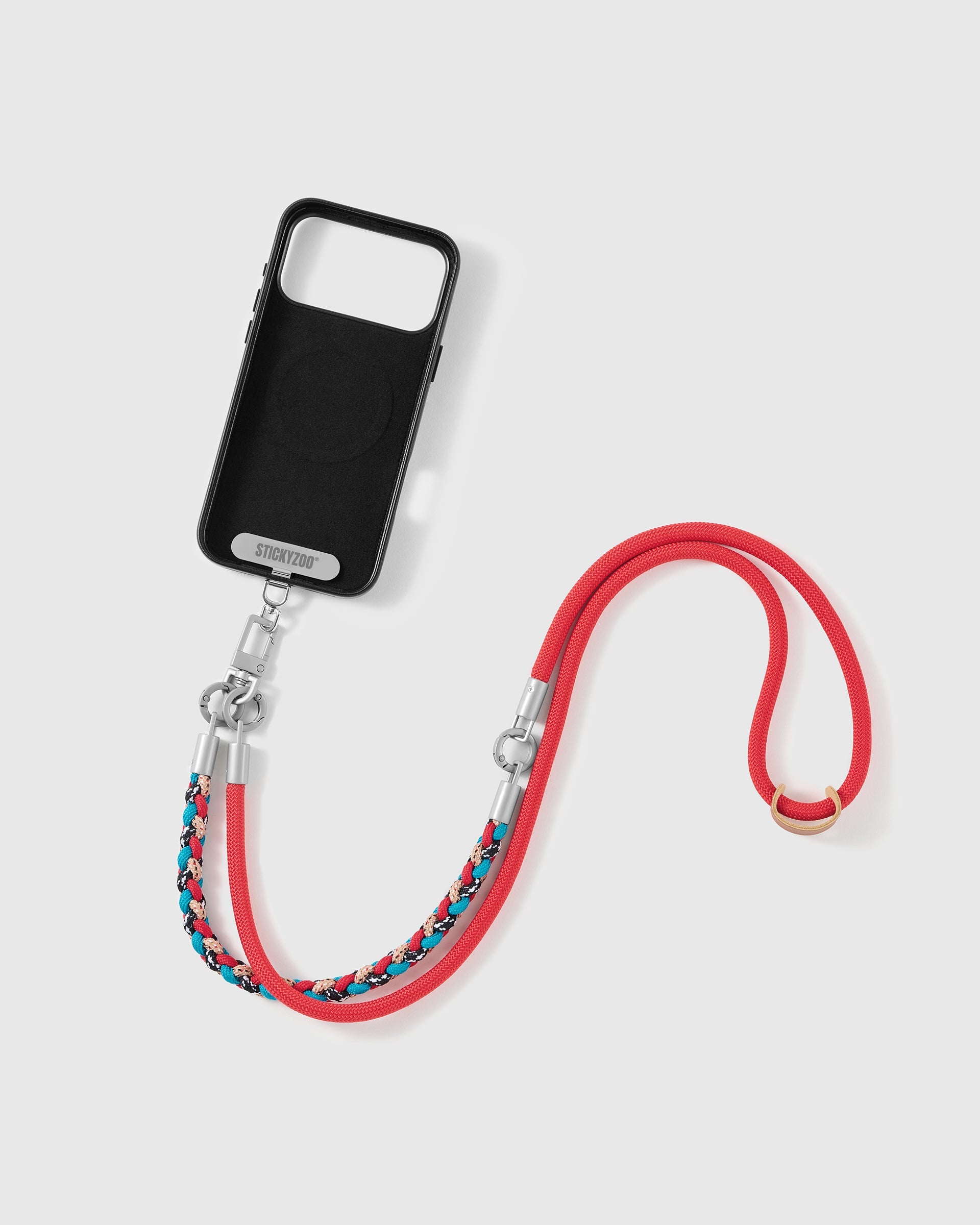 SCARLET BRAID CROSS-BODY PHONE STRAP