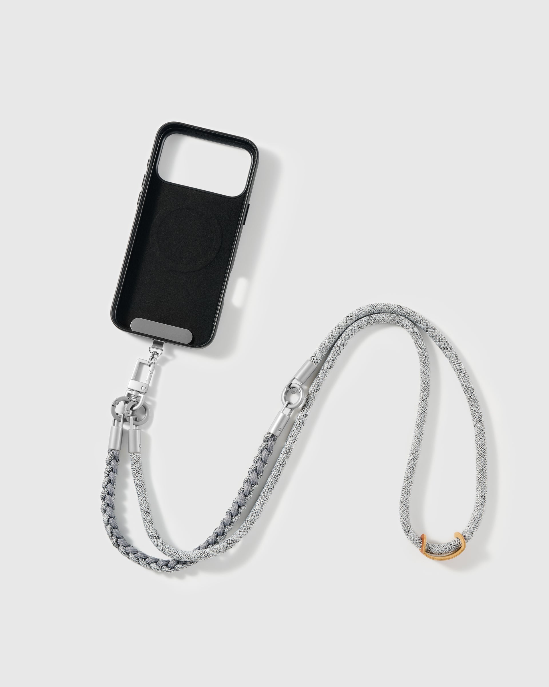 PEWTER BRAID CROSS-BODY PHONE STRAP