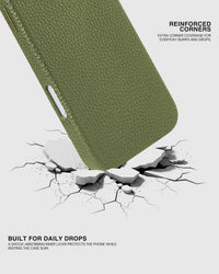 TEXTURED LEATHER CASE — OLIVE