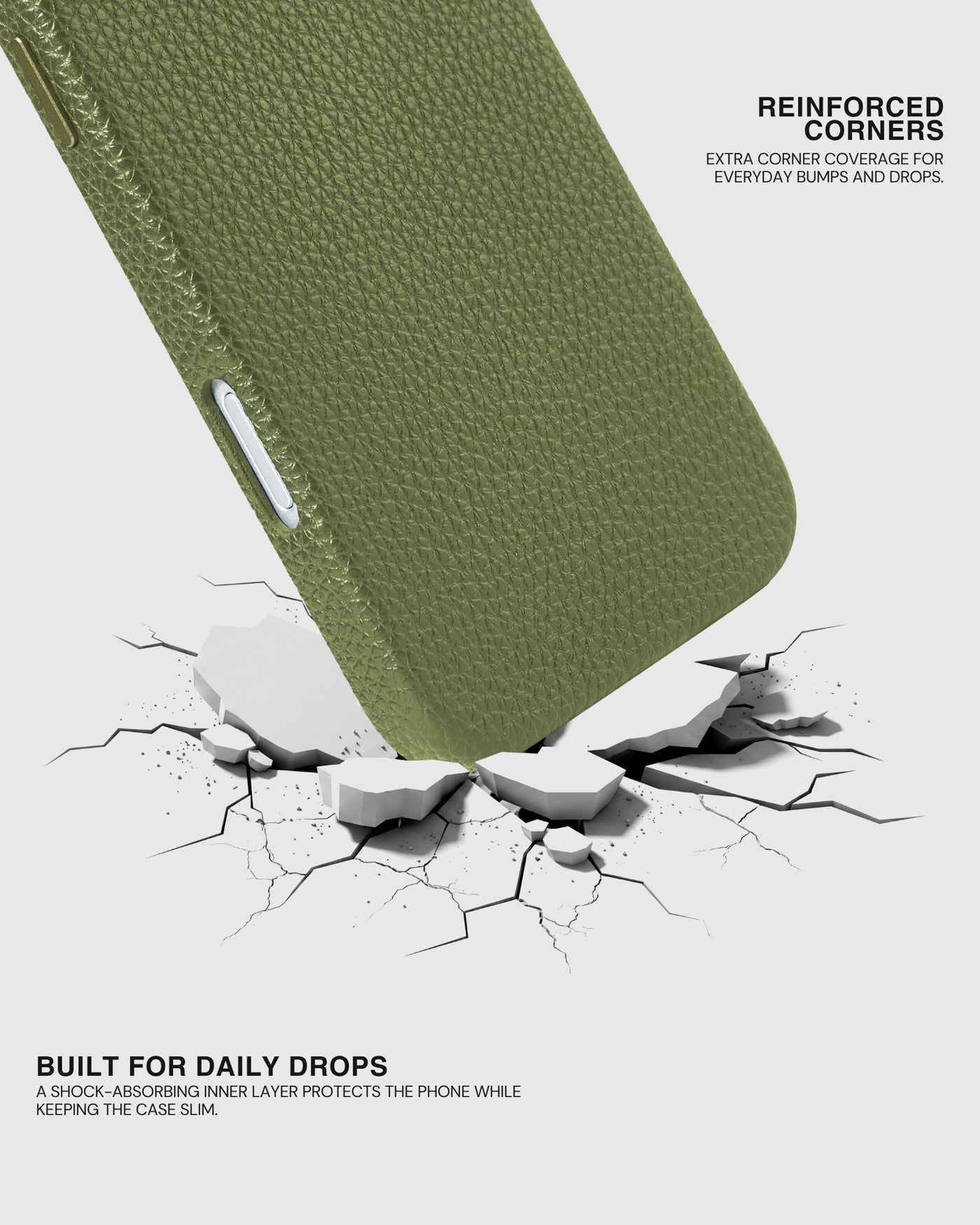 TEXTURED LEATHER CASE — OLIVE