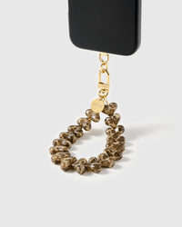 SMOKE LEOPARD HEART PHONE STRAP