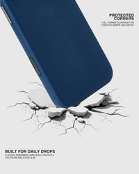 BEZEL LEATHER PHONE CASE — NAVY