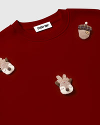 REINDEER & ACORN PLUSH SWEATSHIRT