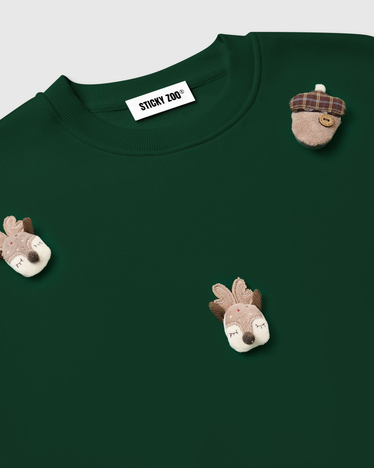 REINDEER & ACORN PLUSH SWEATSHIRT