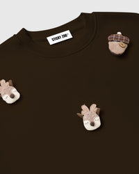 REINDEER & ACORN PLUSH SWEATSHIRT