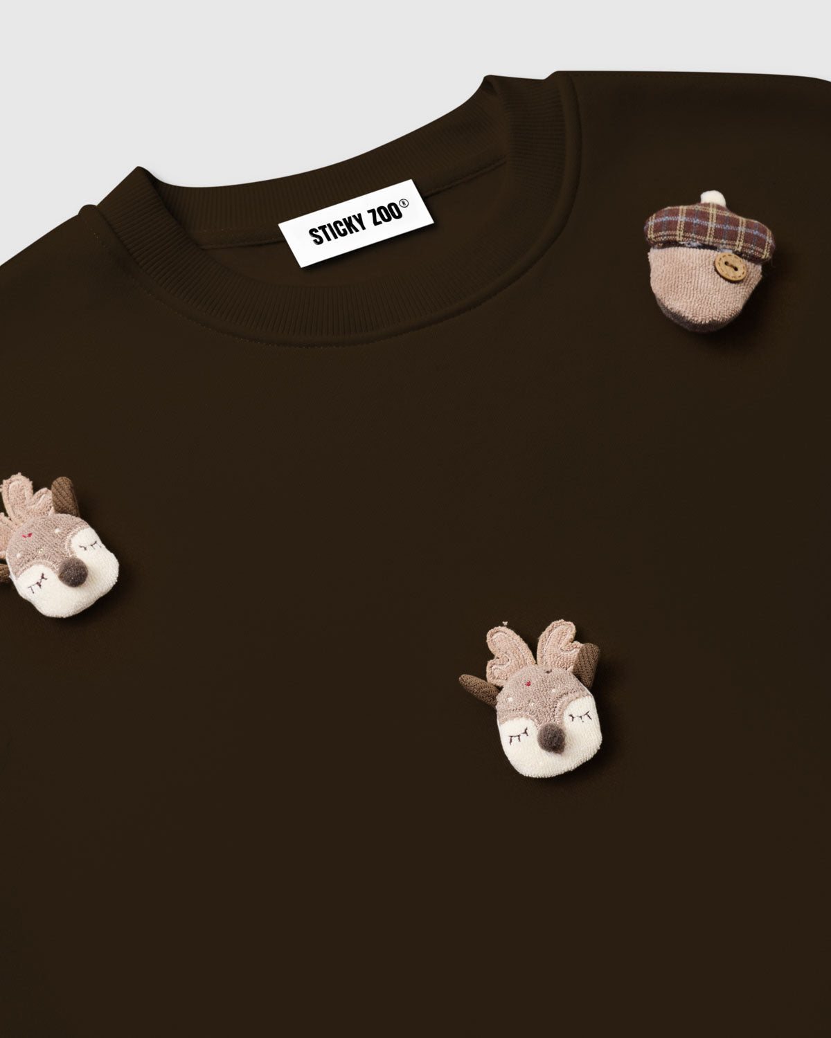REINDEER & ACORN PLUSH SWEATSHIRT