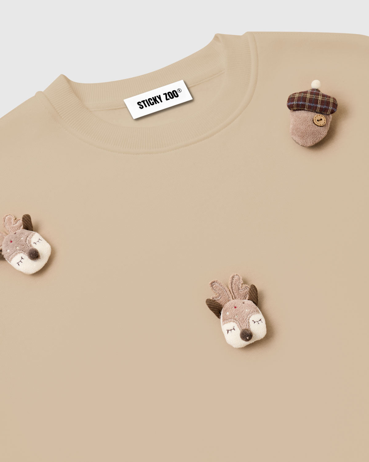 REINDEER & ACORN PLUSH SWEATSHIRT