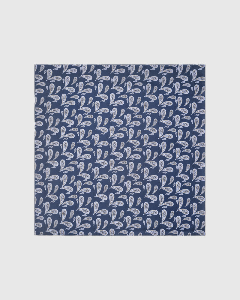 NAVY BOTEH SILK SCARF