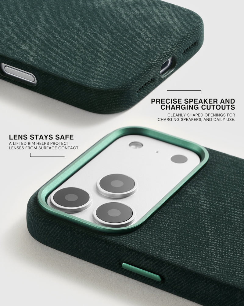DENIM PHONE CASE — GREEN