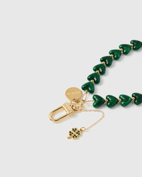 EMERALD CLOVER HEART PHONE STRAP