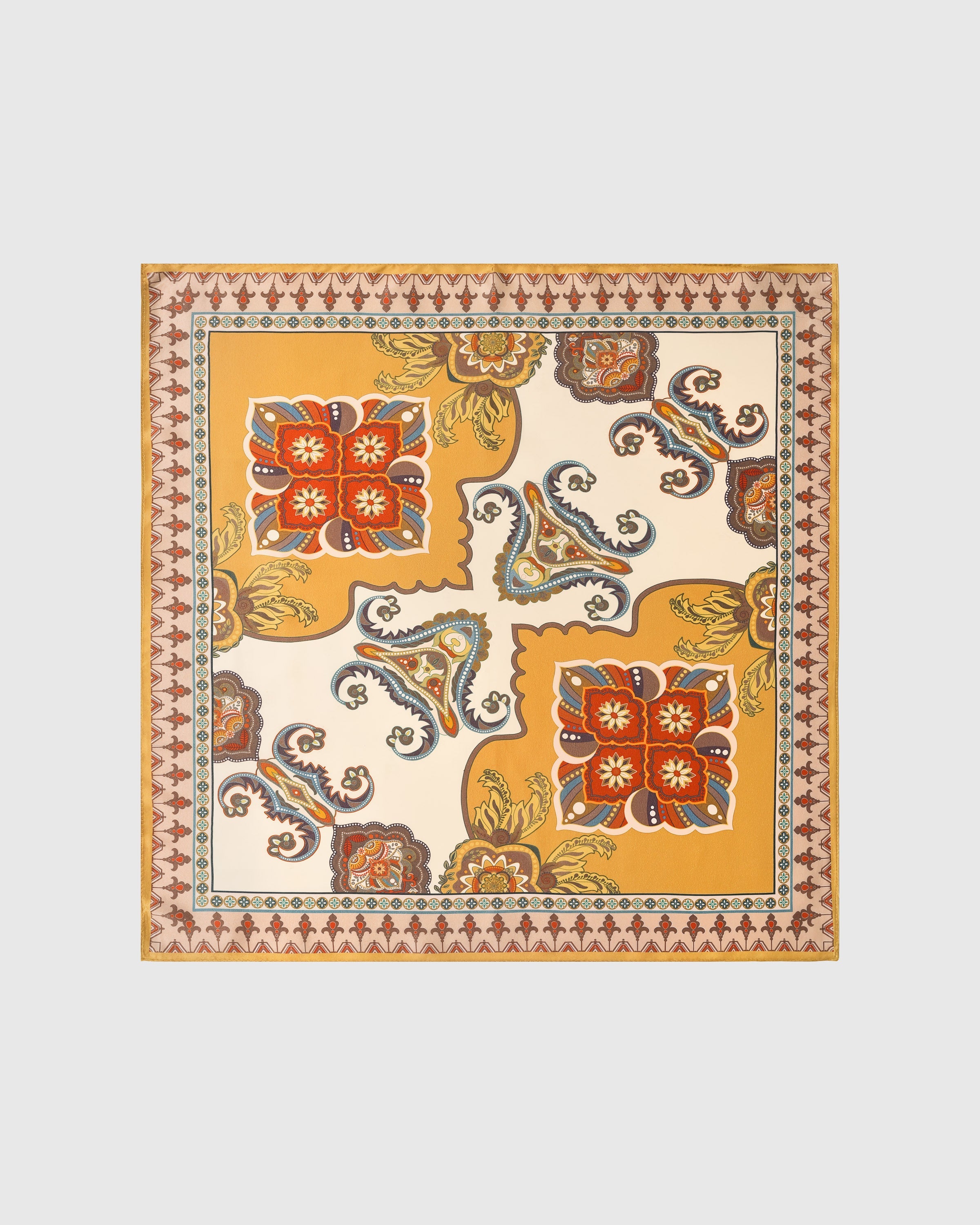 SAFFRON MEDALLION SILK SCARF