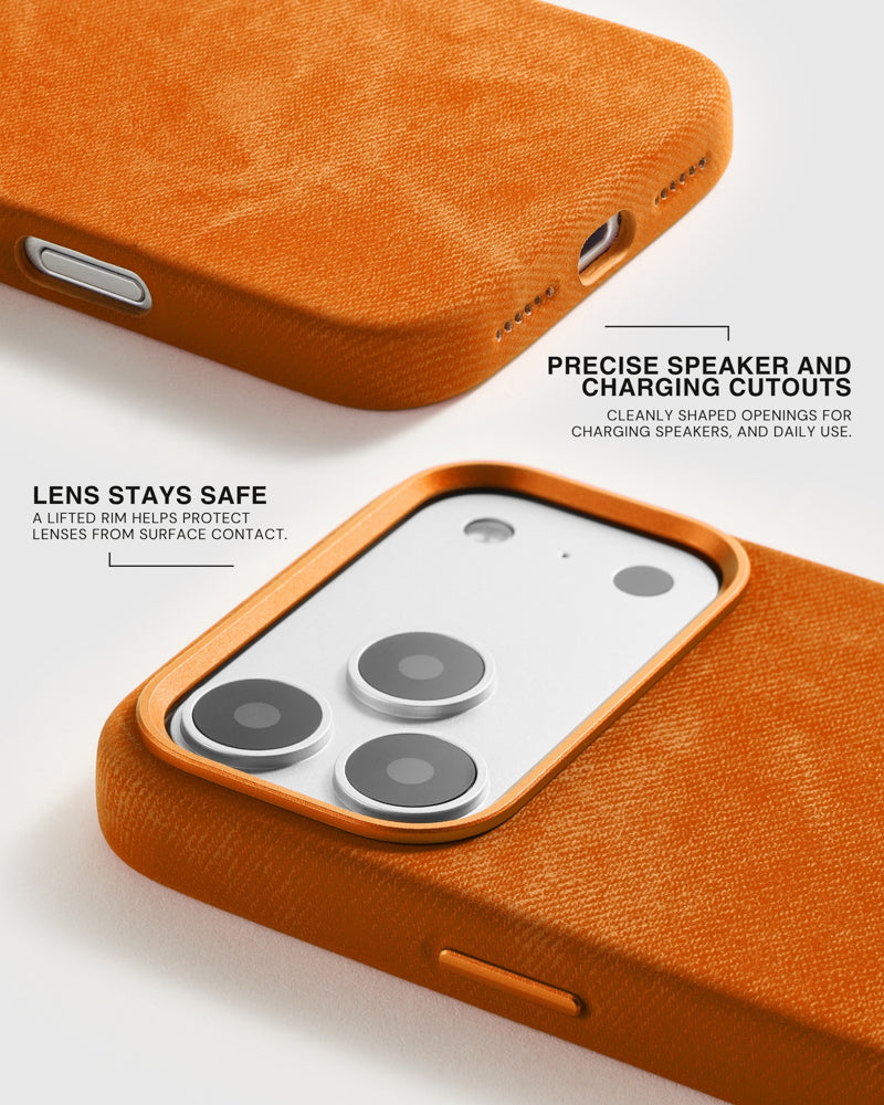 DENIM PHONE CASE — ORANGE