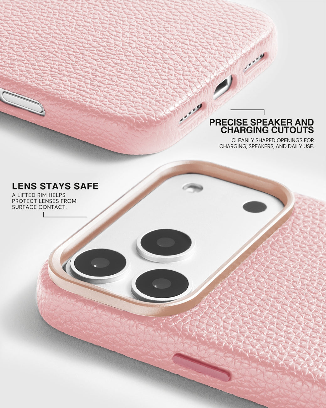 TEXTURED LEATHER CASE — PINK