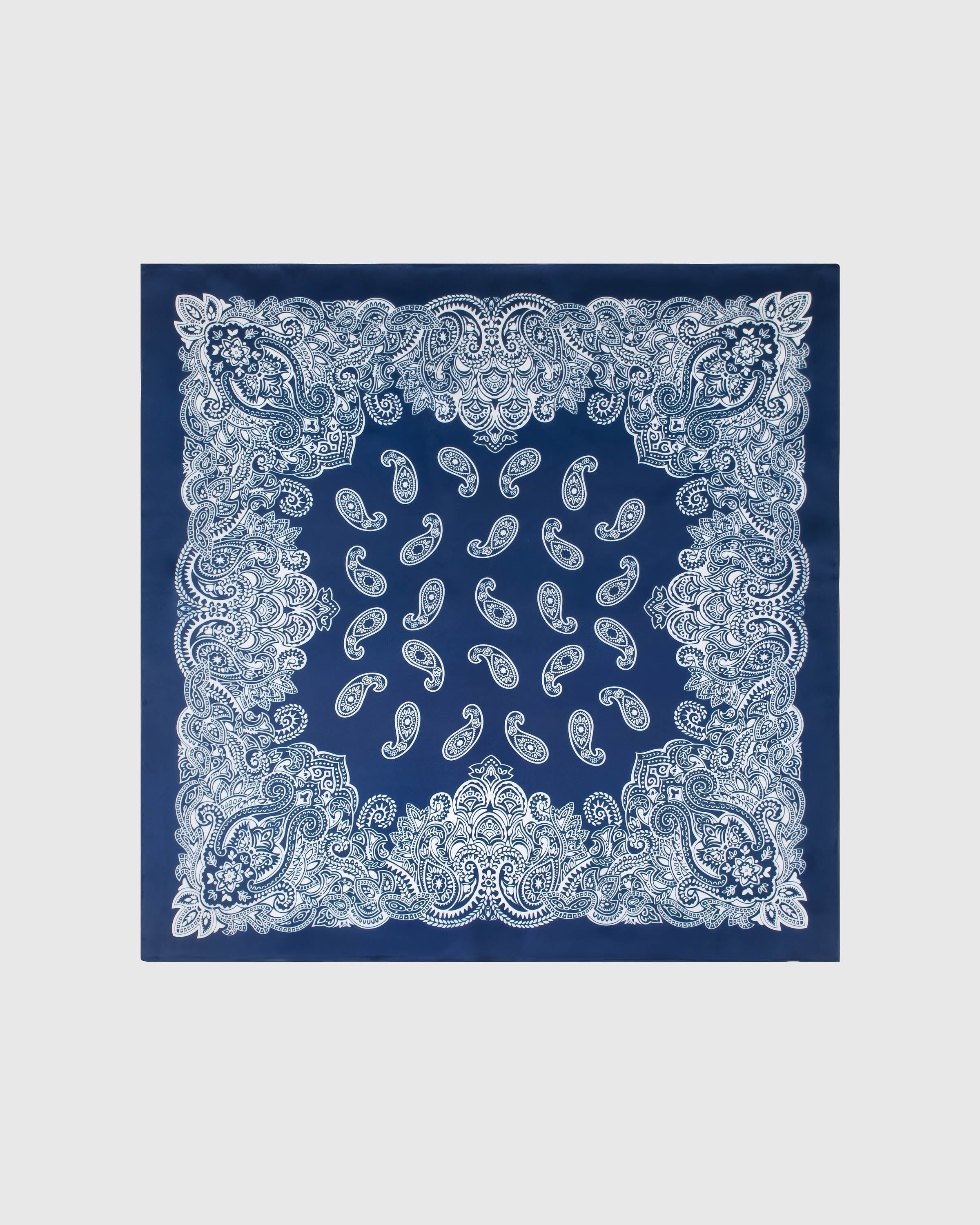 INDIGO BANDANA SILK SCARF