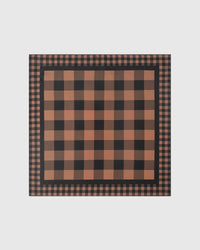 COGNAC GINGHAM SILK SCARF