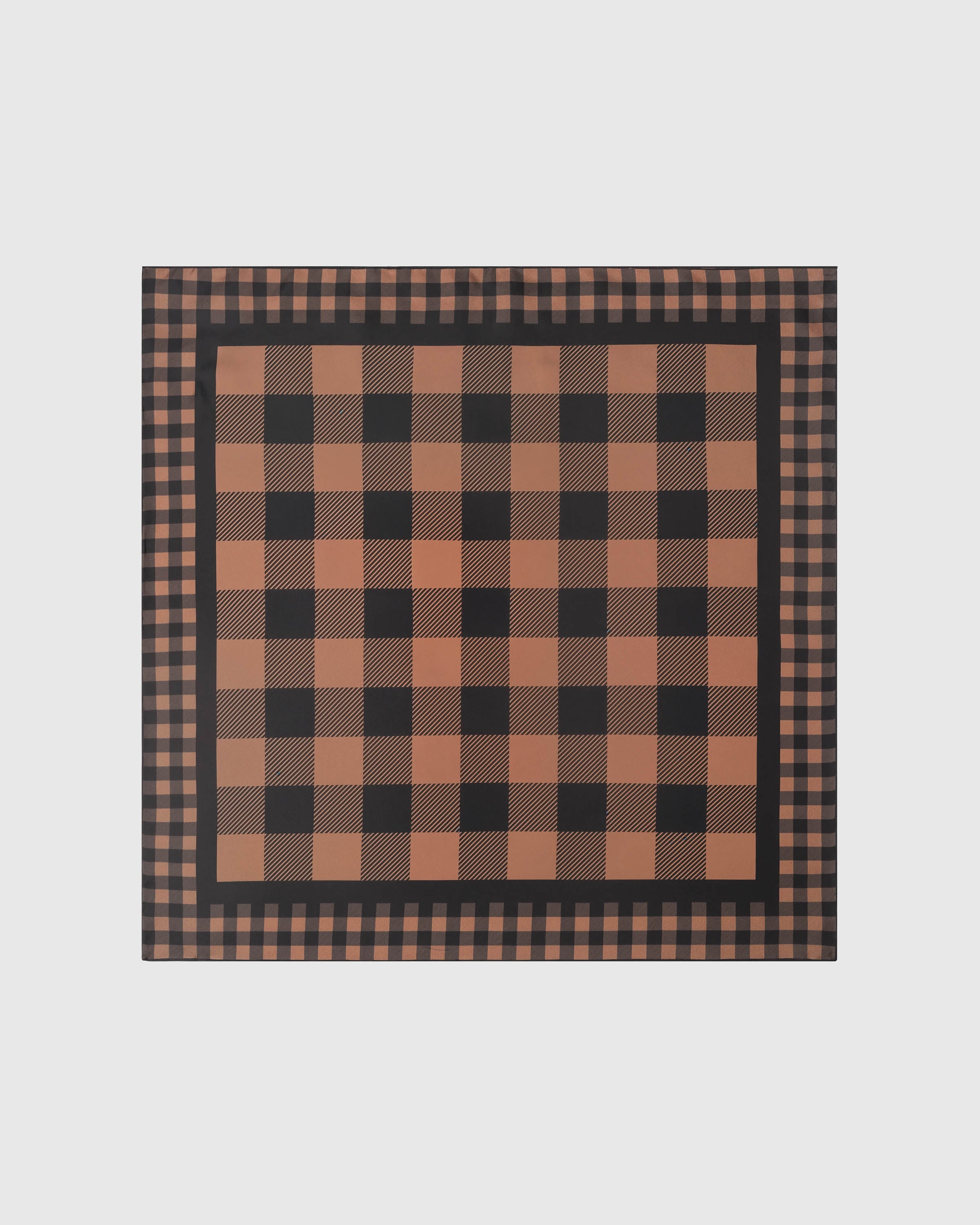 COGNAC GINGHAM SILK SCARF
