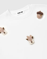 REINDEER & ACORN PLUSH SWEATSHIRT