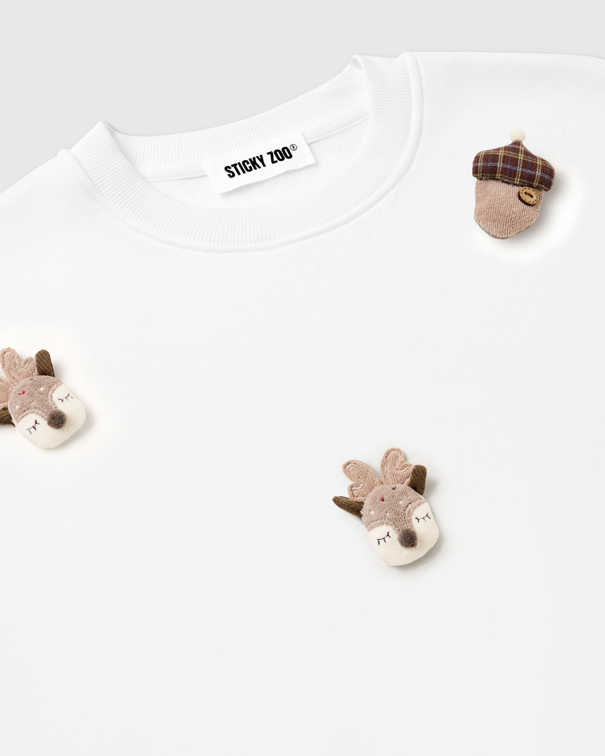 REINDEER & ACORN PLUSH SWEATSHIRT