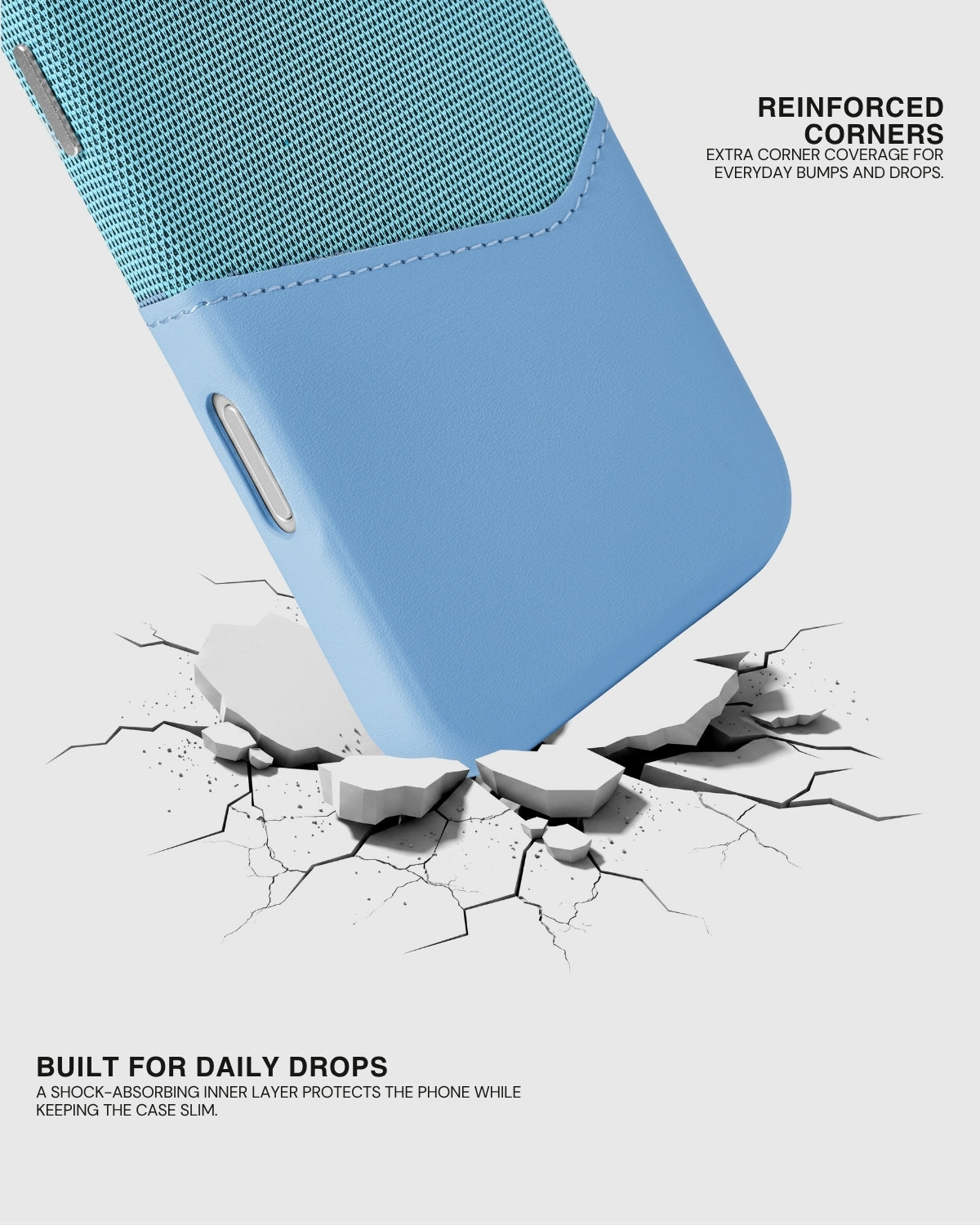 Loved by Thousands — Sky Blue wallet iPhone case with reinforced corners and a shock-absorbing inner layer