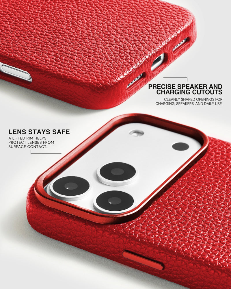 TEXTURED LEATHER CASE — RED