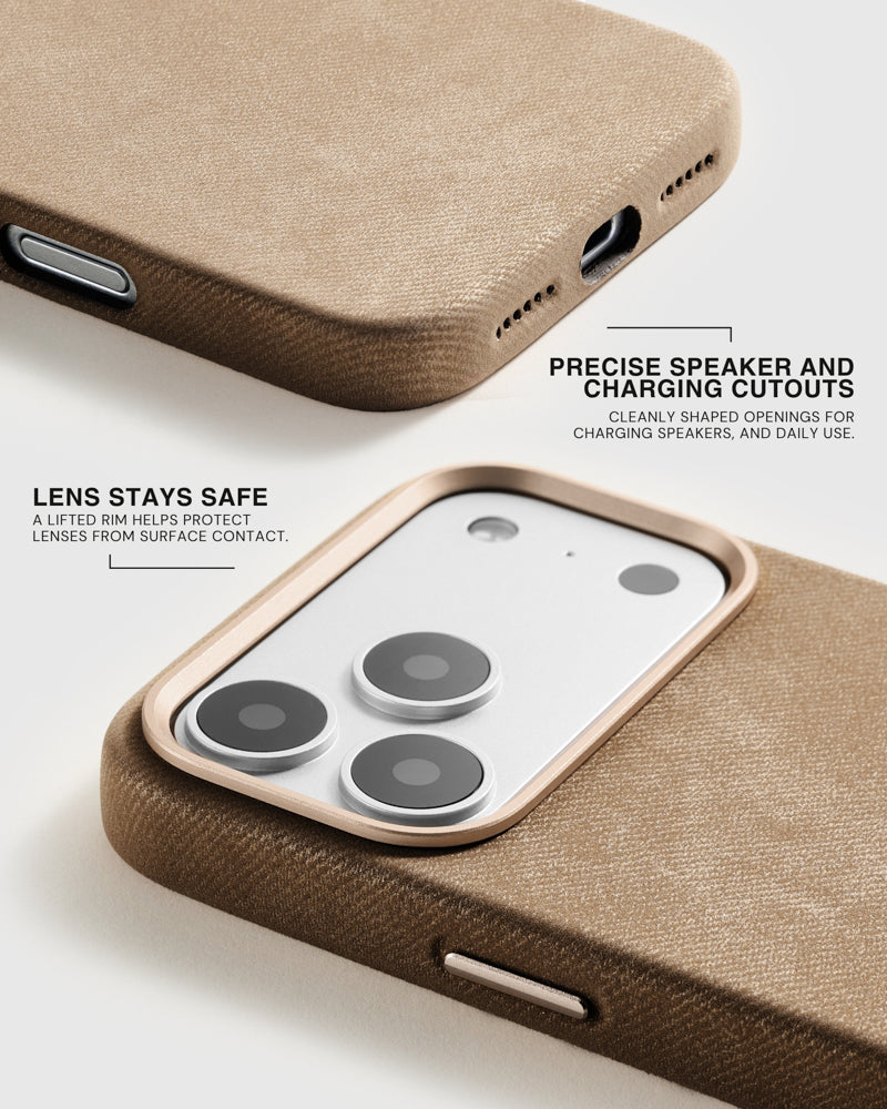 DENIM PHONE CASE — TAN