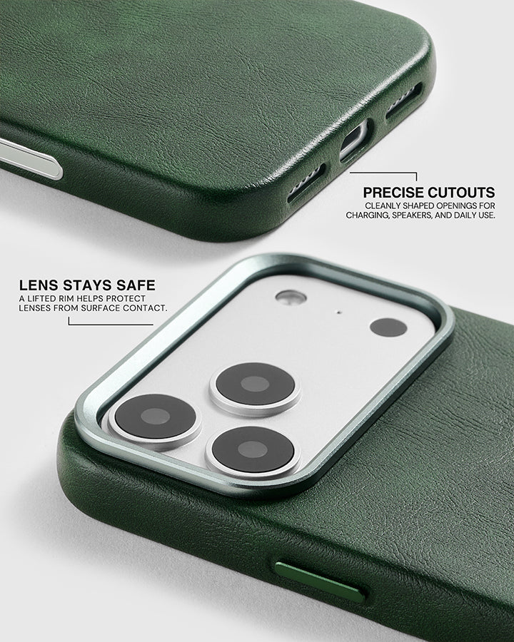 VINTAGE LEATHER PHONE CASE — GREEN