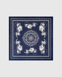 NAVY BANDANA SILK SCARF