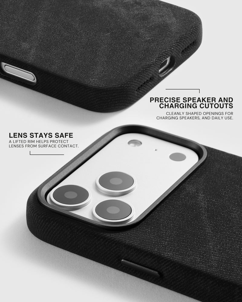 DENIM PHONE CASE — BLACK