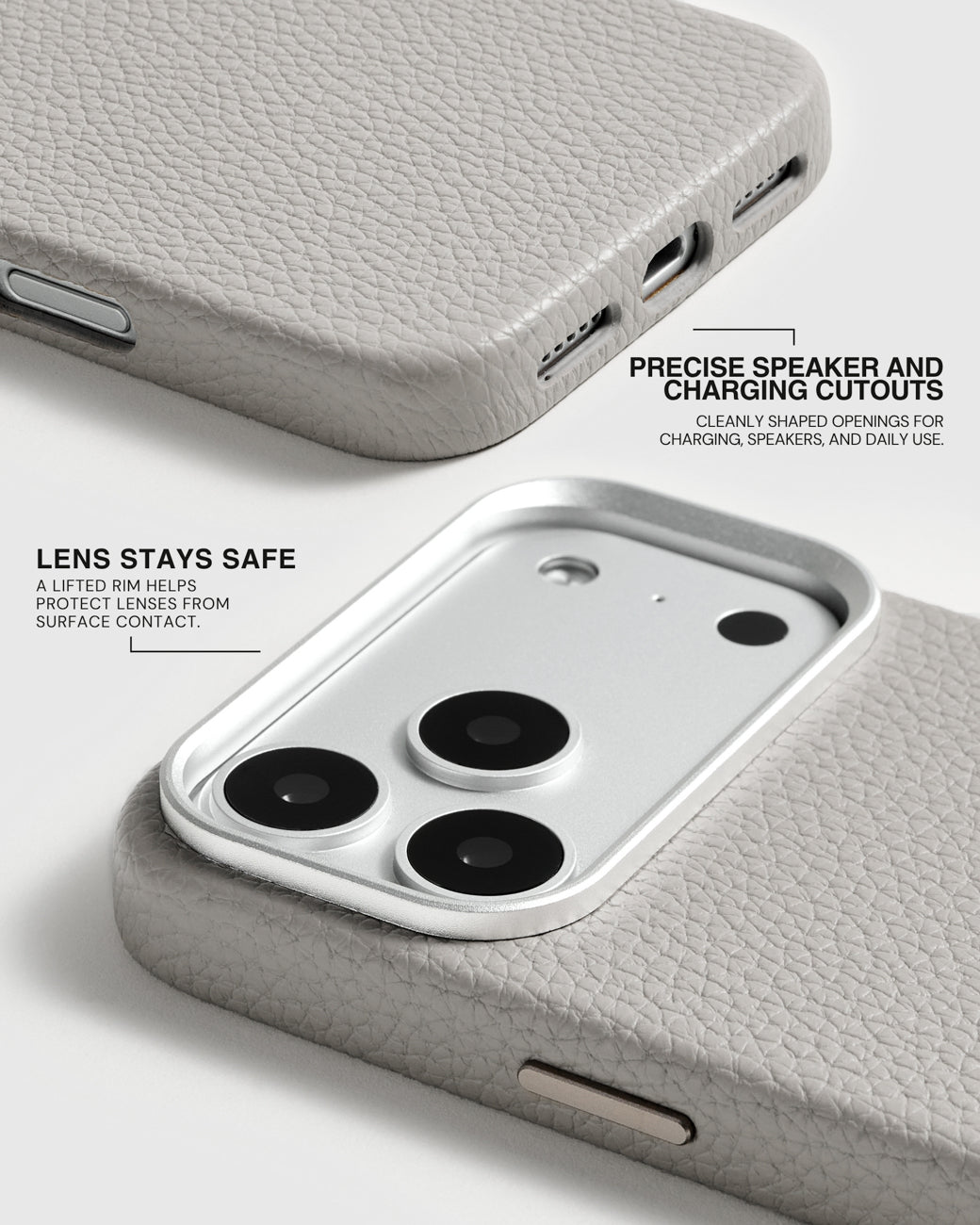 TEXTURED LEATHER CASE — GRAY