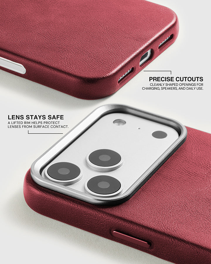 VINTAGE LEATHER NA CASE NG TELEPONO — WINE RED
