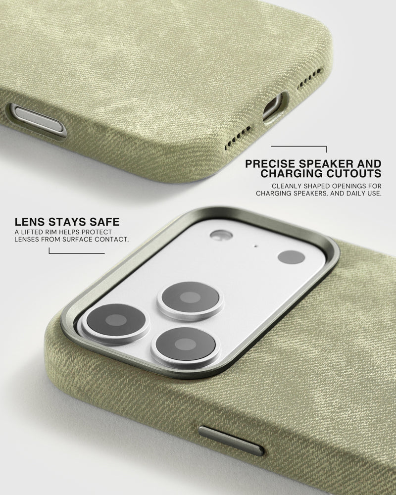 DENIM PHONE CASE — OLIVE