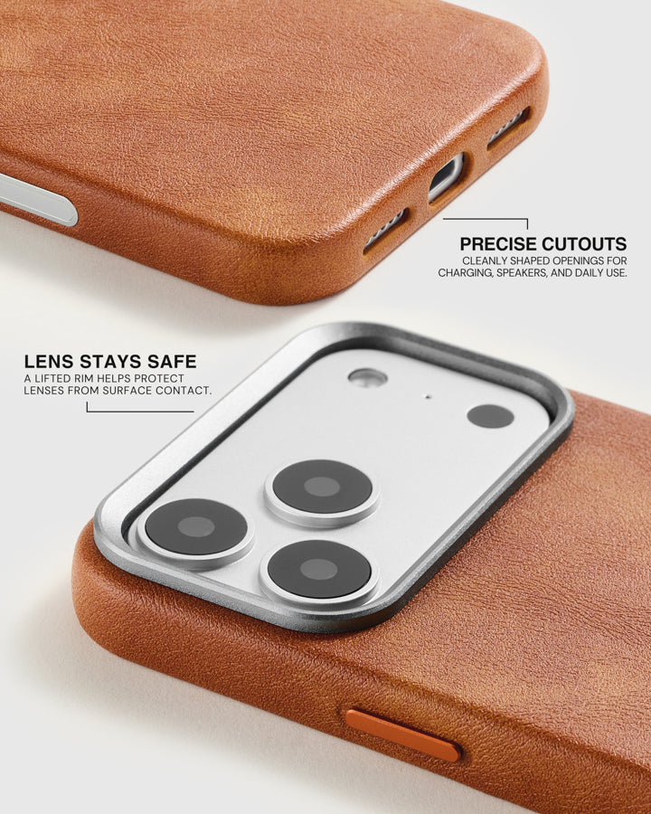 VINTAGE LEATHER NA CASE NG TELEPONO — BROWN