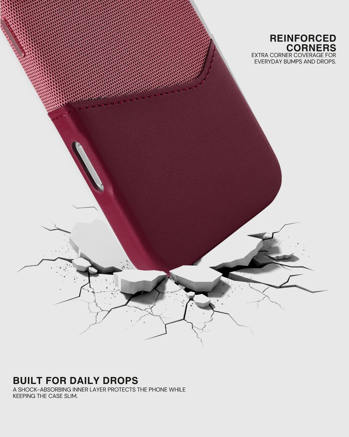 Loved by Thousands — Red wallet iPhone case with reinforced corners and a shock-absorbing inner layer