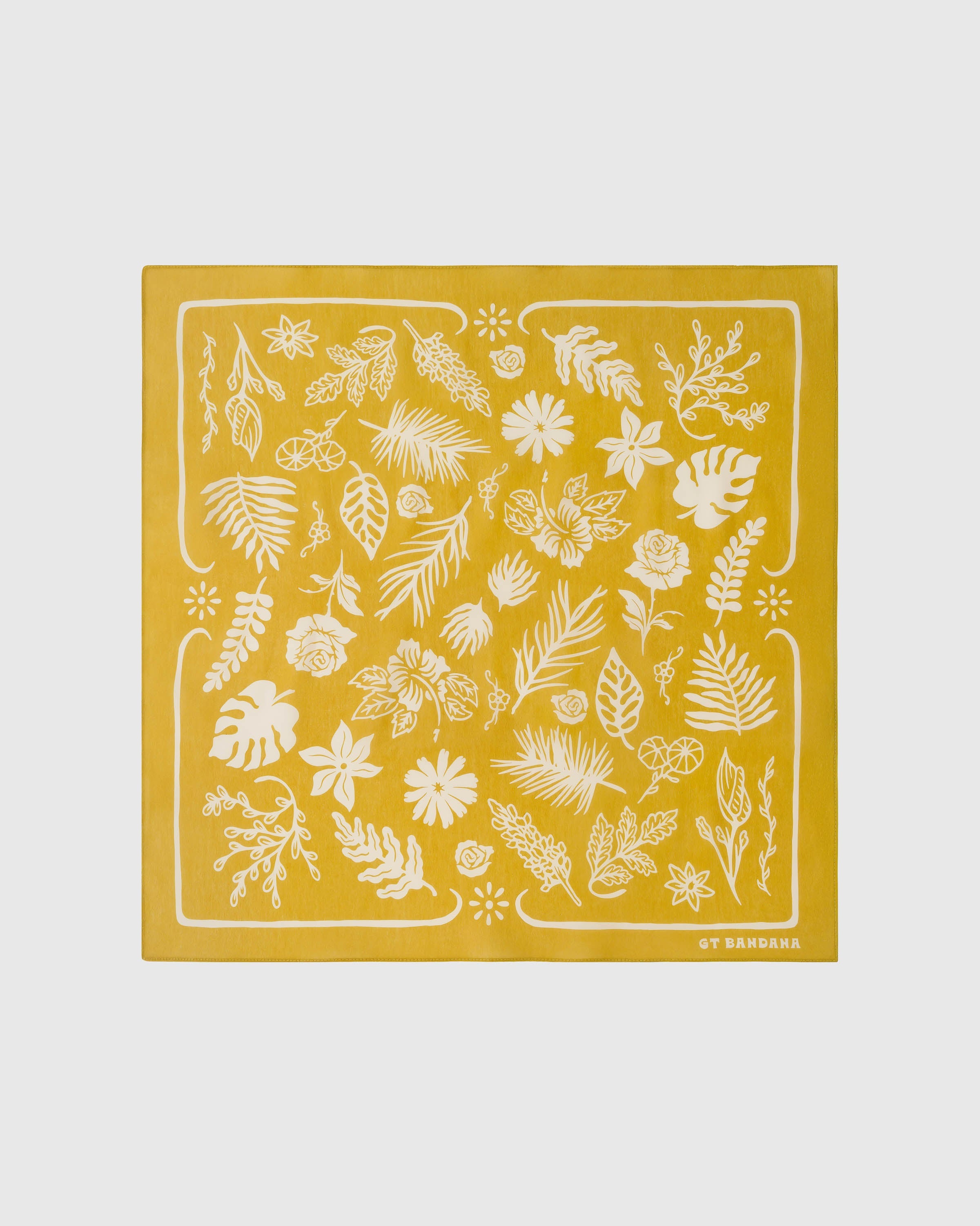 MUSTARD HERBARIUM SILK SCARF