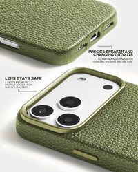 TEXTURED LEATHER CASE — OLIVE
