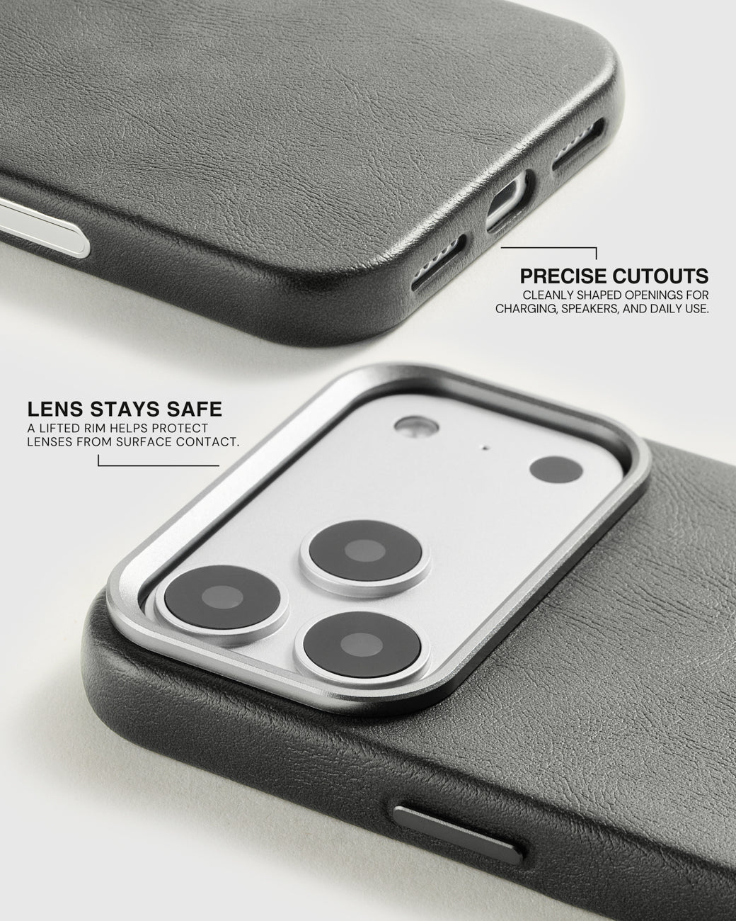 VINTAGE LEATHER NA CASE NG TELEPONO — GREY