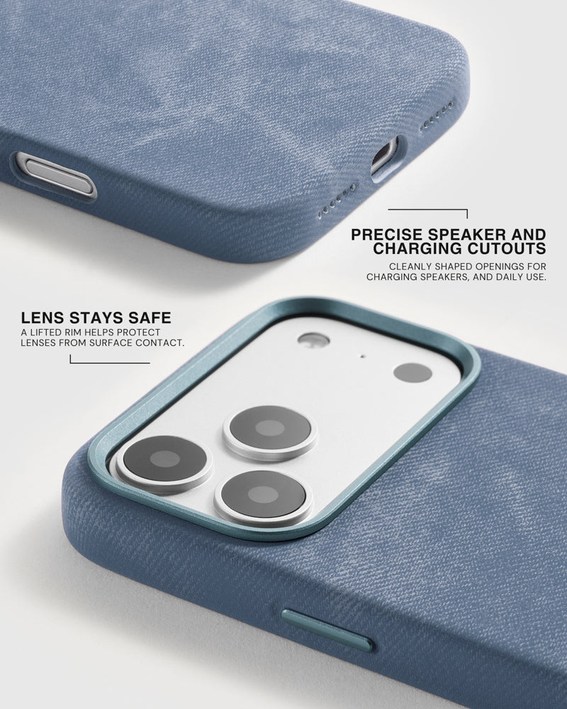 DENIM PHONE CASE — BLUE