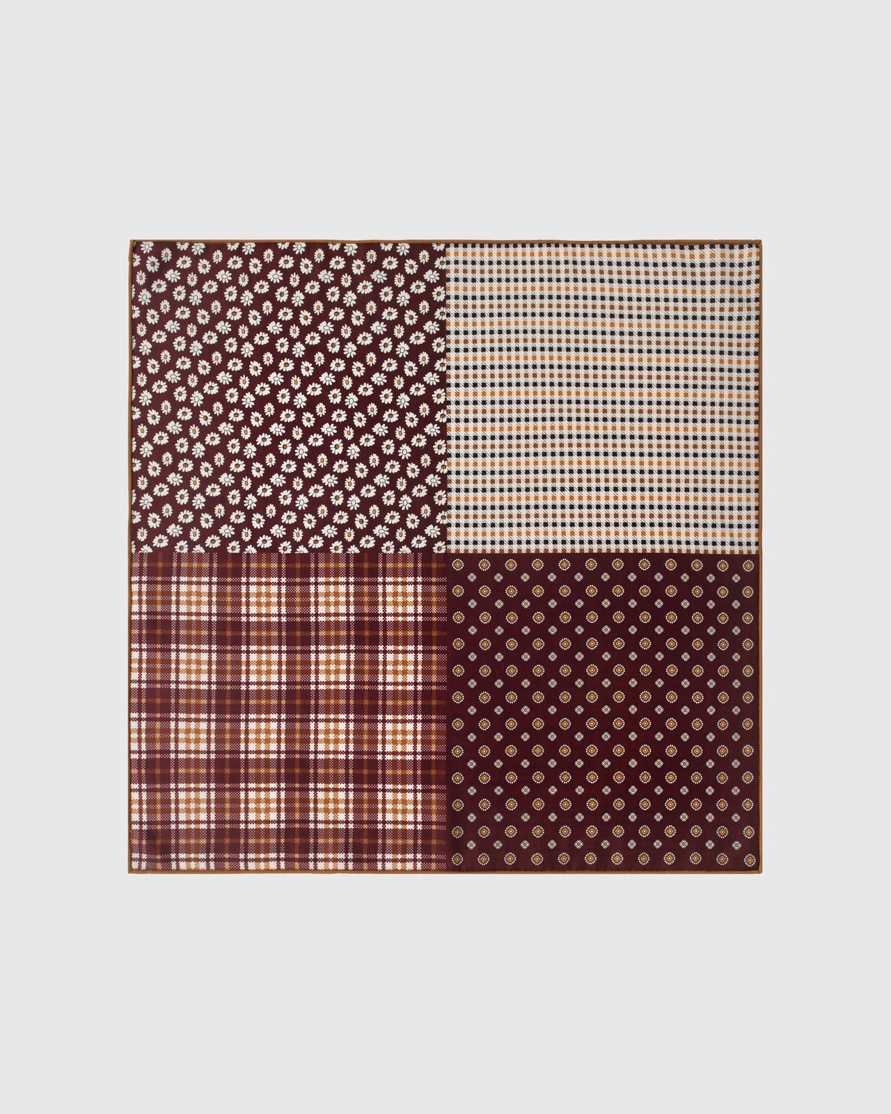 OXBLOOD PATCHWORK SILK SCARF