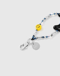 SMILEY BLACK HEART PHONE STRAP