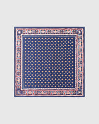 NAVY FOULARD SILK SCARF