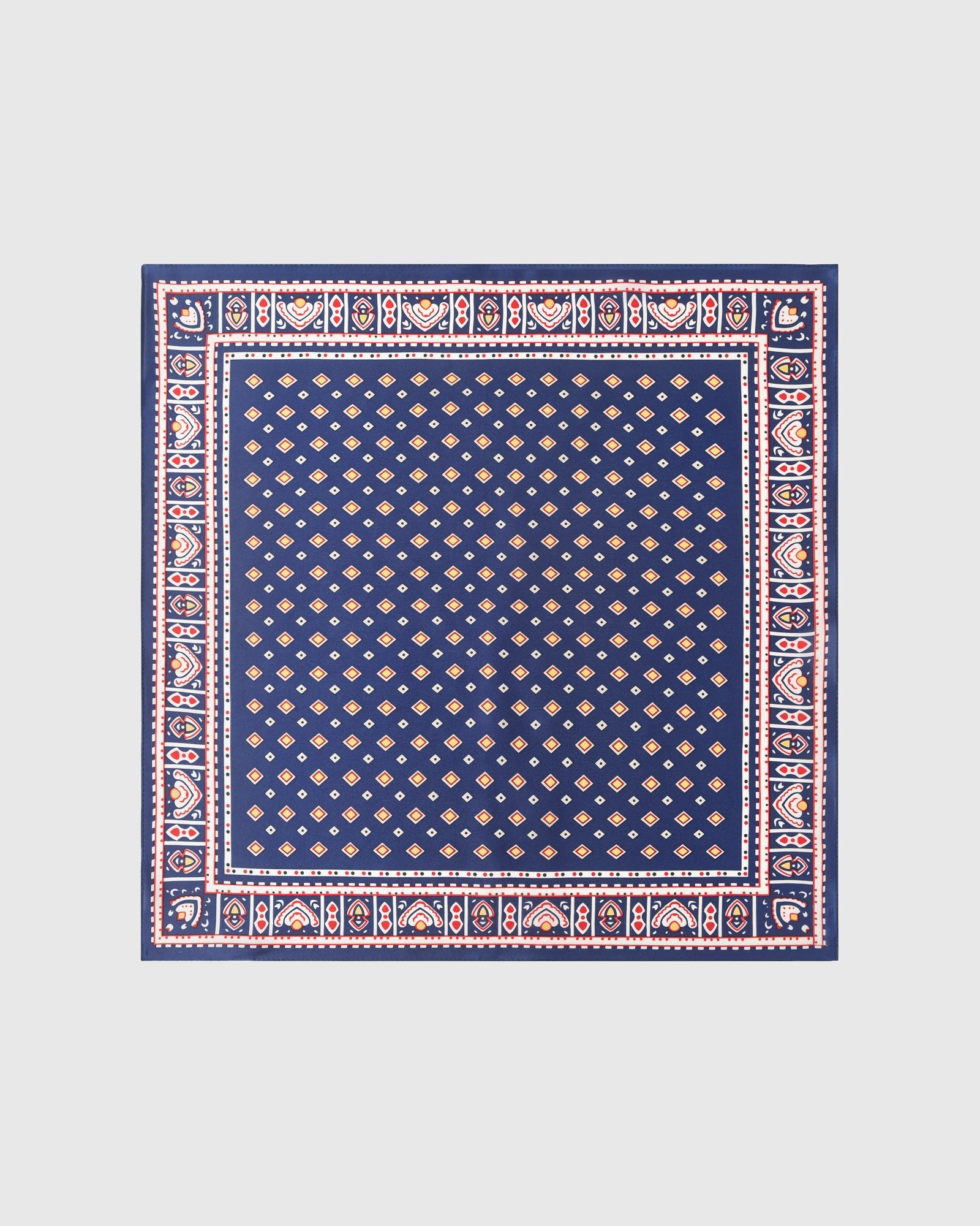 NAVY FOULARD SILK SCARF