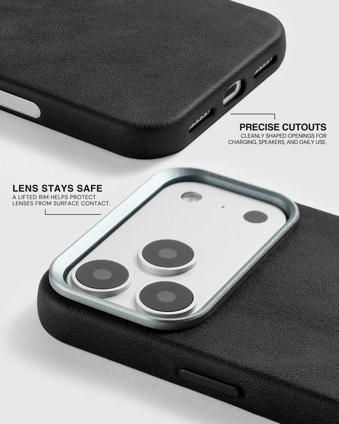 VINTAGE LEATHER NA CASE NG TELEPONO — BLACK