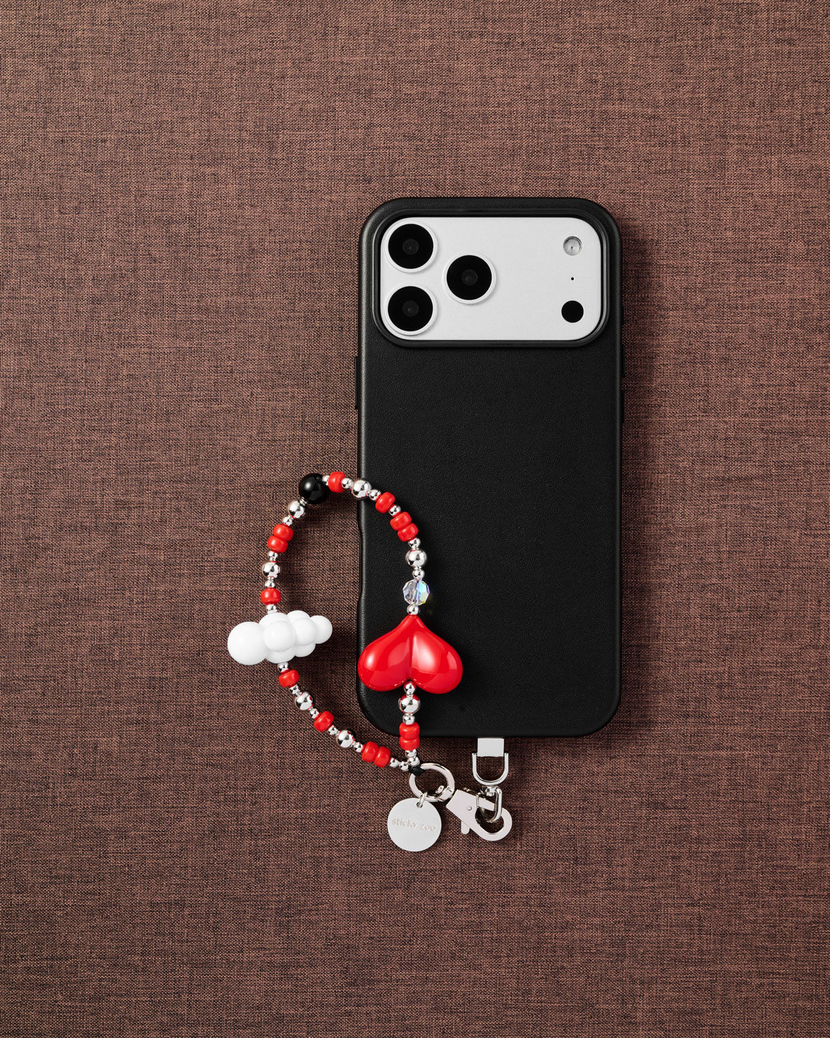 RED HEART CLOUD PHONE STRAP