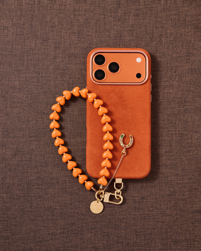 TANGERINE HORSESHOE HEART PHONE STRAP