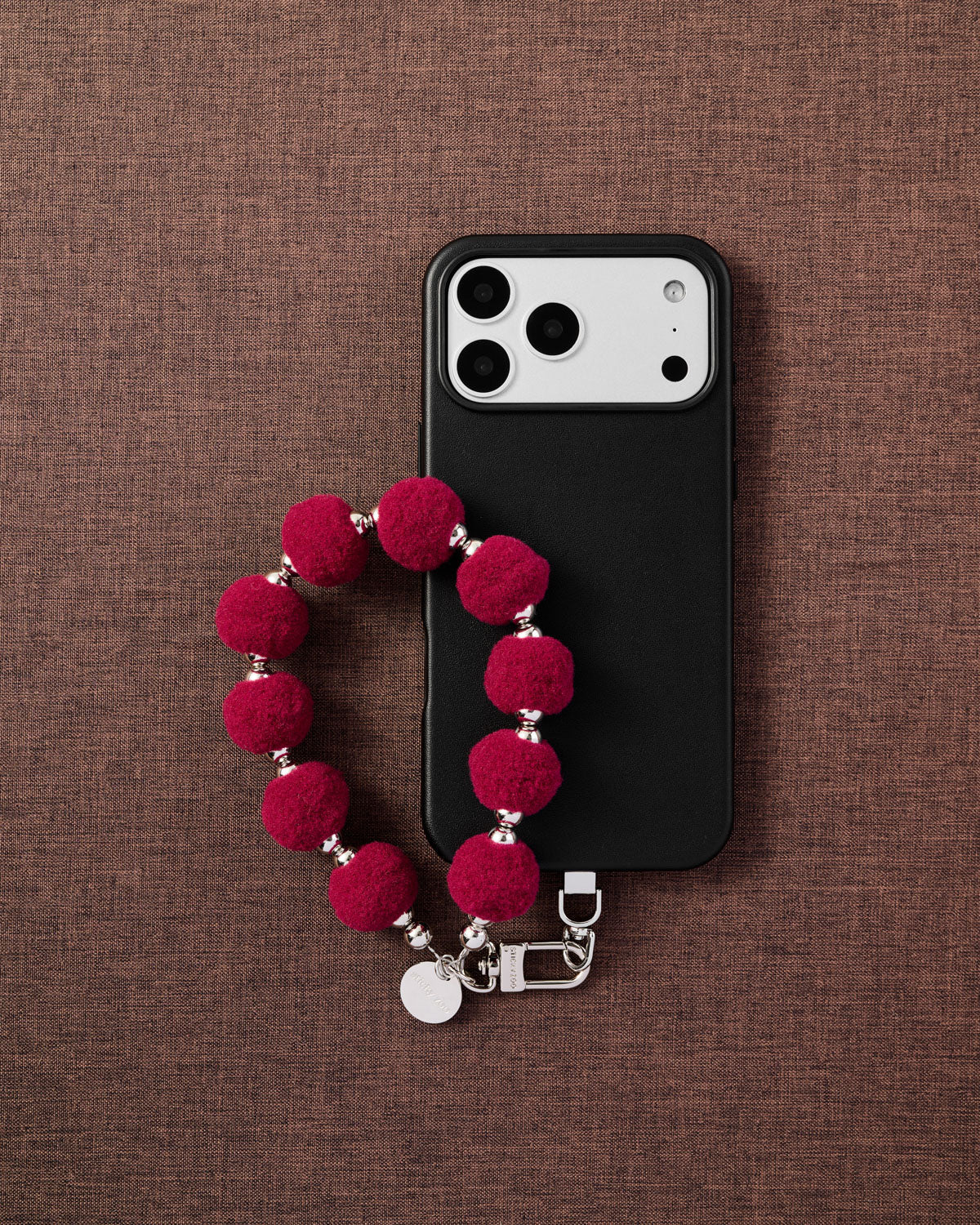 RED POM PHONE STRAP