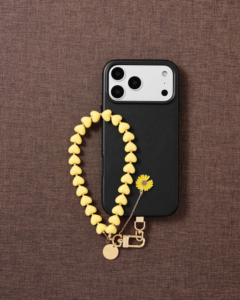 LEMON DAISY HEART PHONE STRAP