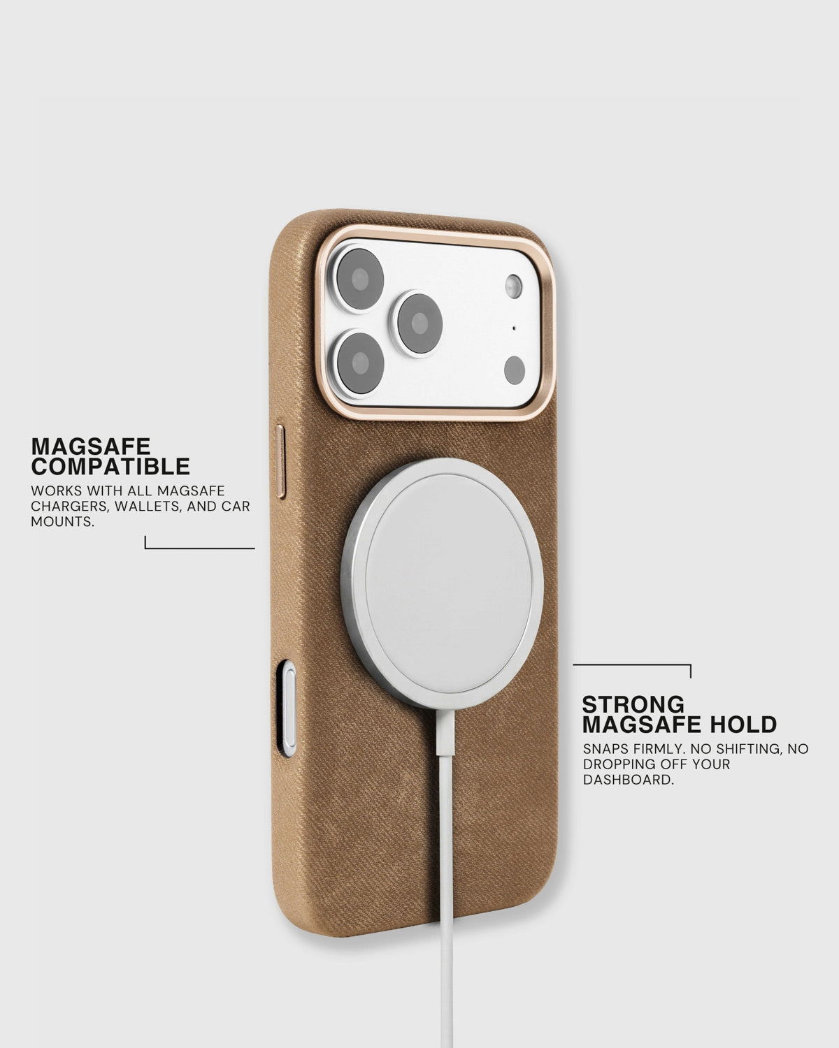 DENIM PHONE CASE — TAN