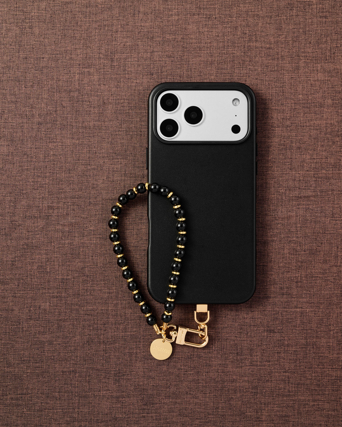 BLACK BEAD PHONE STRAP