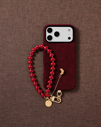 CHERRY CROISSANT HEART PHONE STRAP